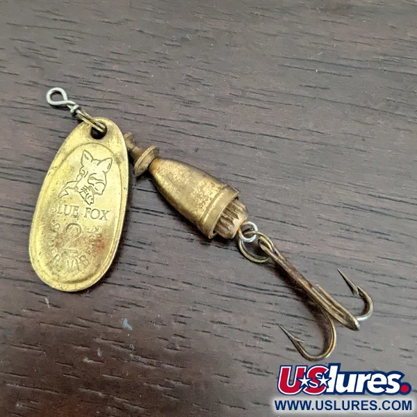 Vintage Blue Fox Super Vibrax 2, 3/16oz Brass spinning lure #16142