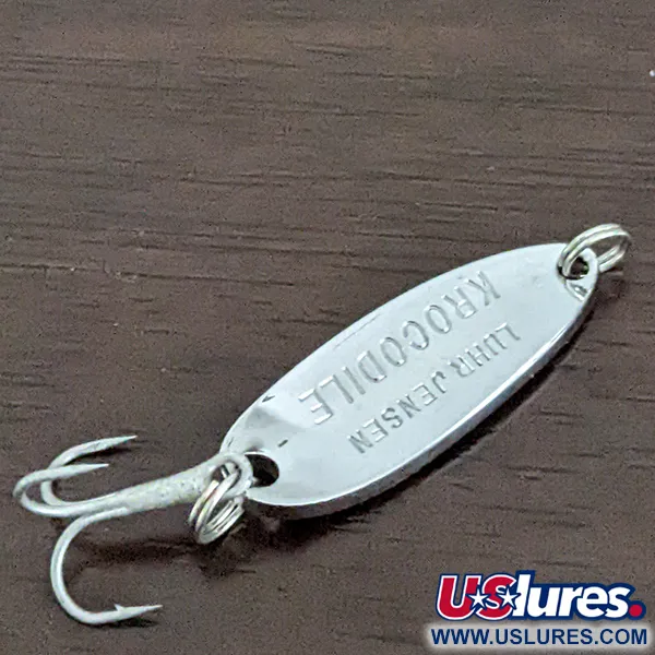 Vintage Luhr Jensen Krocodile, 1/4oz Nickel fishing spoon #16165