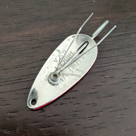 Vintage Eppinger Weedless Dardevle Midget, 3/16oz White / Red / Nickel fishing spoon #16171