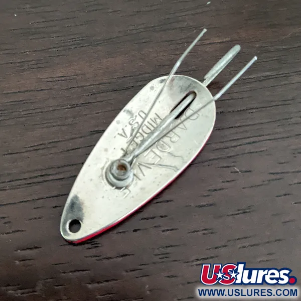 Vintage  Eppinger Weedless Dardevle Midget, 3/16oz White / Red / Nickel fishing spoon #16171