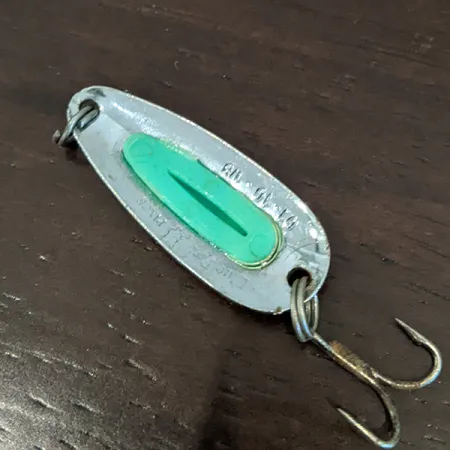 Vintage Blue Fox Pixee UV, 1/8oz Nickel / Green fishing spoon #16254
