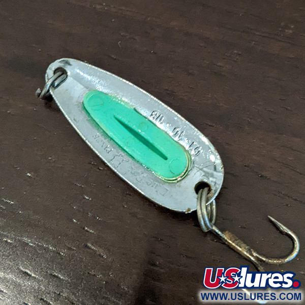 Vintage   Blue Fox Pixee UV, 1/8oz Nickel / Green fishing spoon #16254