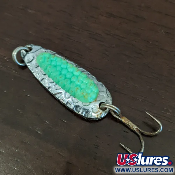 Vintage   Blue Fox Pixee UV, 1/8oz Nickel / Green fishing spoon #16254