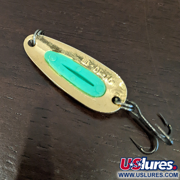 Vintage   ​Blue Fox Pixee UV, 1/8oz Gold / Green fishing spoon #16256