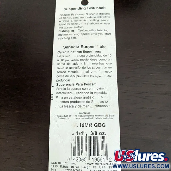  L&S Bait Mirro lure MirrOlure MirrOminnow 19MR Suspending Twitchbait, 2/5oz Gold fishing lure #16300