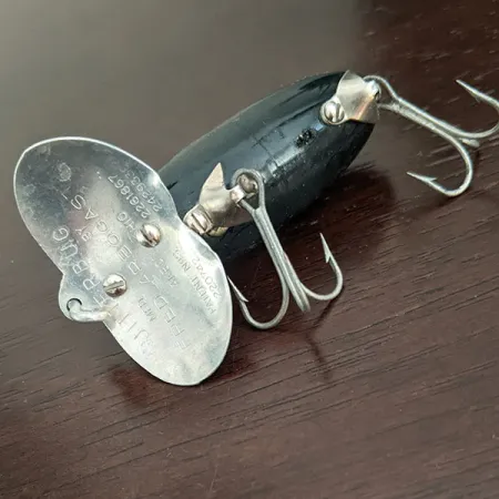 Vintage Fred Arbogast Jitterbug, 1/3oz Black fishing lure #16316