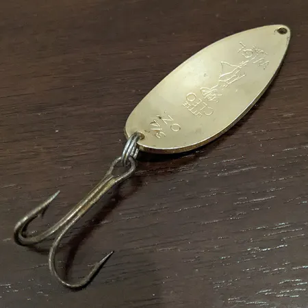 Vintage Seneca Little Cleo (HULA GIRL), 3/4oz Gold Fire Tiger fishing spoon #16415