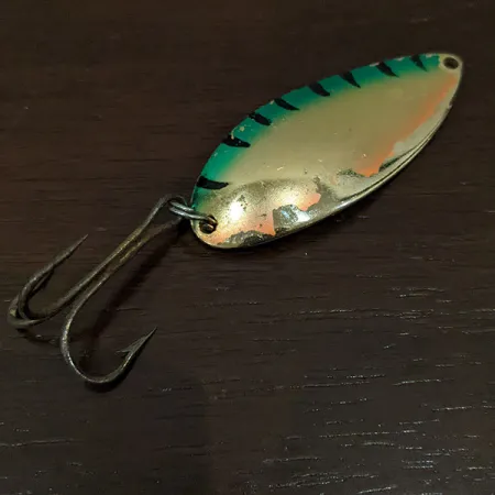 Vintage Seneca Little Cleo (HULA GIRL), 3/4oz Gold Fire Tiger fishing spoon #16415