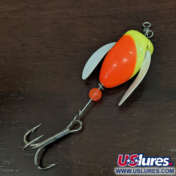 Vintage  Yakima Bait Spin-N-Glo, 3/16oz Flame CHR (FLCH-WH)  spinning lure #16458