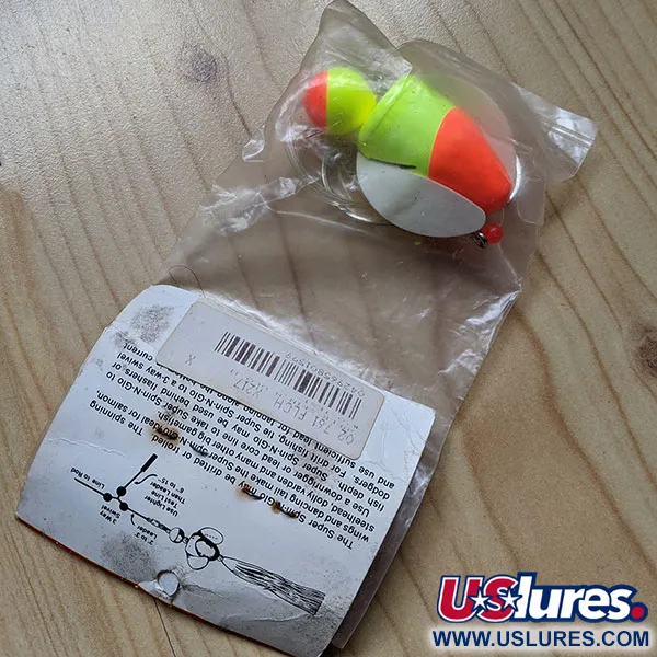  Yakima Bait Spin-N-Glo, 1/3oz Chartreuse/red spinning lure #16521