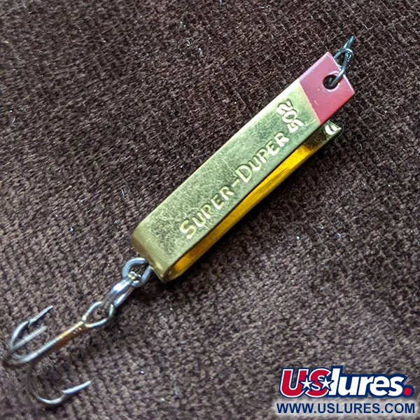 Vintage   Luhr Jensen Super-Duper 502, 3/32oz Gold fishing spoon #16531