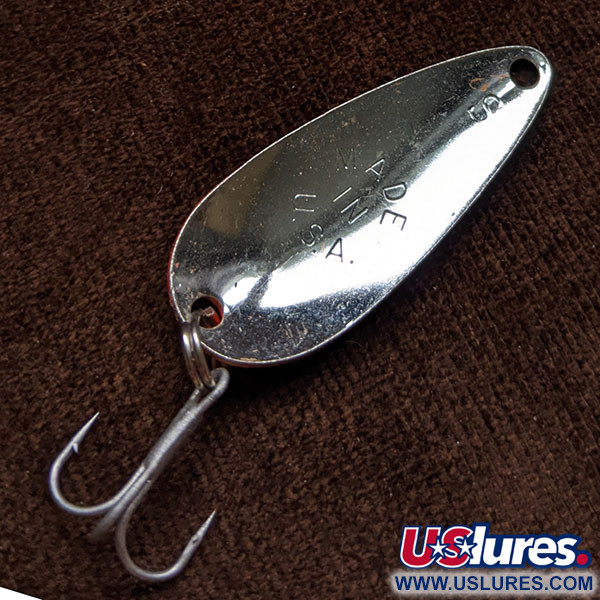 Vintage   Worth Chippewa Steel Spoon, 3/16oz Nickel/red/black fishing spoon #16554