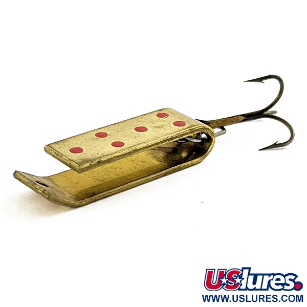 Vintage   Jake's Lures Lil Jake, 1/4oz Brass/red fishing spoon #16568