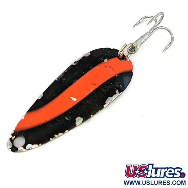 Vintage   Worth Chippewa Steel Spoon, 3/16oz Nickel/red/black fishing spoon #16570