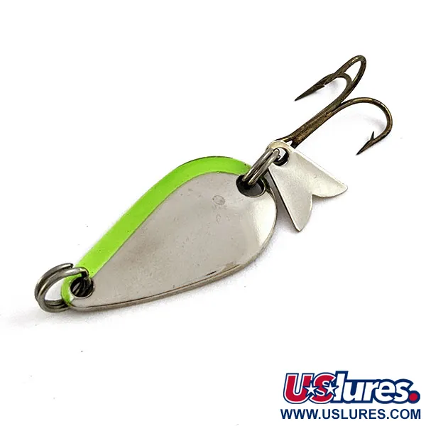 Vintage  Acme K.O. Wobbler , 1/8oz Nickel/Green fishing spoon #16573