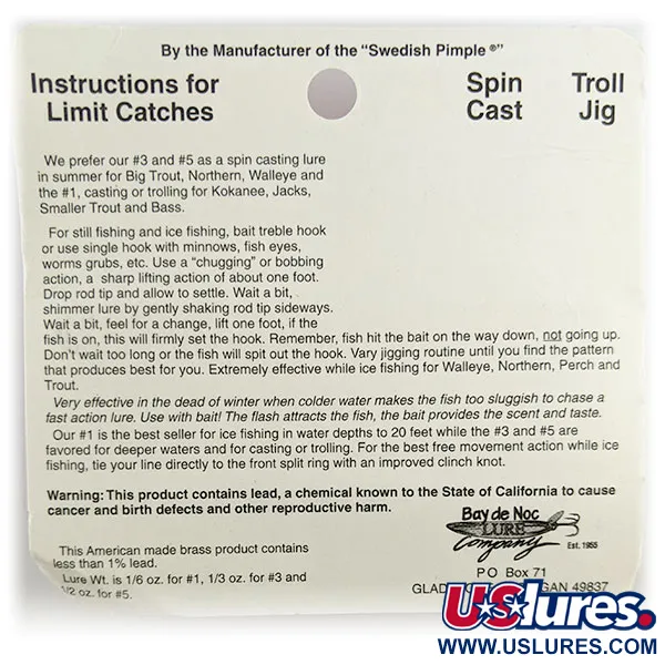 Bay de Noc Do-Jigger #3, 1/3oz Gold/black fishing spoon #16591