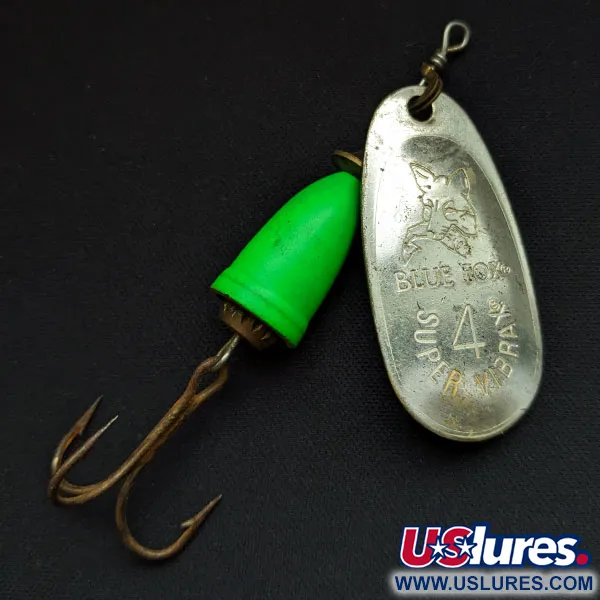 Vintage Blue Fox Super Vibrax 4, 3/8oz 
Silver/green spinning lure #16614