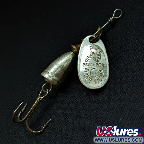 Vintage Blue Fox Super Vibrax 0, 1/8oz Silver spinning lure #16617