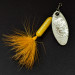 Vintage  Yakima Bait Worden’s Original Rooster Tail, 1/8oz Silver/yellow spinning lure #16624