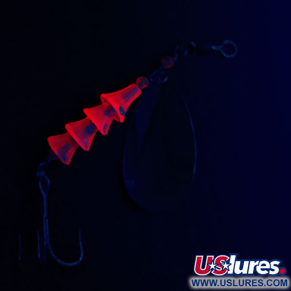Vintage   Luhr Jensen Tee Spoon 4, 1/3oz Nickel/Red UV​ - glows in UV  light spinning lure #16629