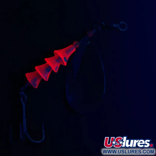 Vintage   Luhr Jensen Tee Spoon 4, 1/3oz Nickel/Red UV​ - glows in UV  light spinning lure #16629
