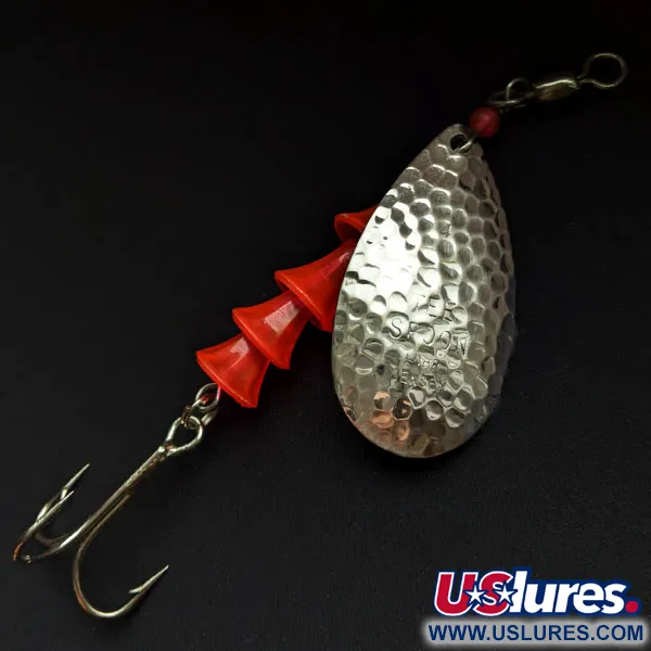 Vintage   Luhr Jensen Tee Spoon 4, 1/3oz Nickel/Red UV​ - glows in UV  light spinning lure #16629