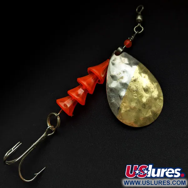Vintage   Luhr Jensen Tee Spoon 5​ UV, 2/5oz Nickel/Red UV​ - glows in UV spinning lure #16630