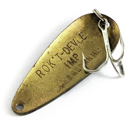 Vintage Eppinger Dardevle Bass Rok't Imp, 3/4oz Чёрный/белый/латунь fishing spoon #16636