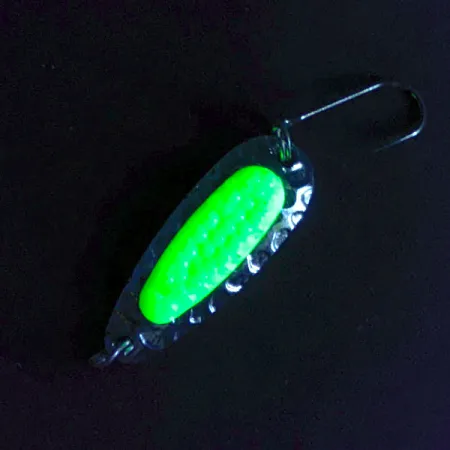Vintage ​Blue Fox Pixee UV, 1/8oz Nickel/yellow fishing spoon #16665