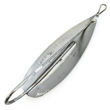Vintage Johnson Silver Minnow, 3/5oz Nickel fishing spoon #16697