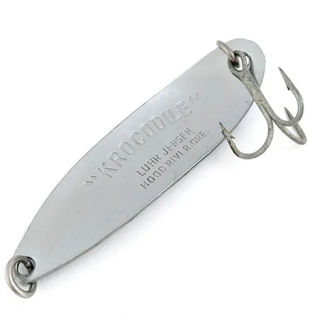 Vintage Luhr Jensen Krocodile #5, 1oz Nickel/blue fishing spoon #16708