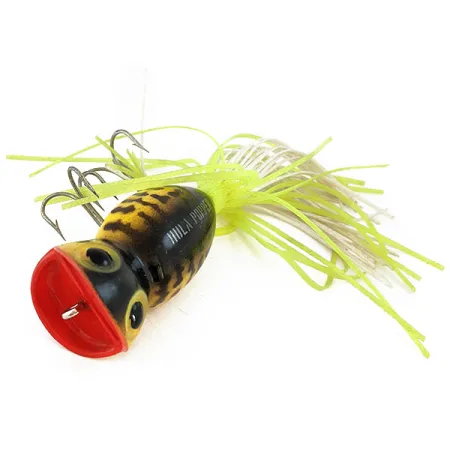 Vintage Fred Arbogast Hula Popper, 1/2oz Brown Tiger fishing lure #16721