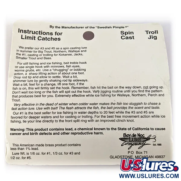   Bay de Noc Do-Jigger #3, 1/3oz Nickel/orange fishing spoon #16755