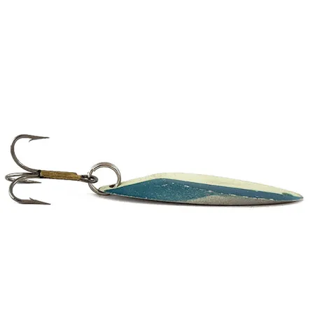 Vintage Acme Kastmaster Glow, 1/2oz Nickel/Blue/White Glow - glows in the dark fishing spoon #16774
