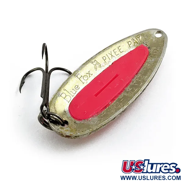 Vintage Blue Fox Pixee UV, 1/2oz Gold/pink fishing spoon #16803