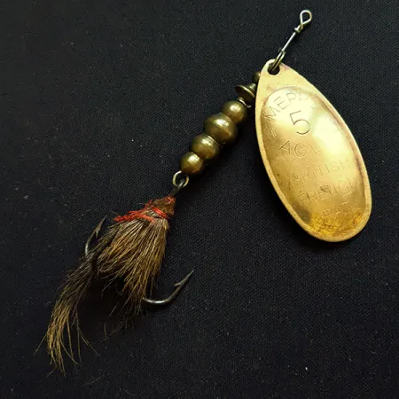 Vintage Mepps Aglia 5 Dressed (1970s), 1/2oz Brass spinning lure #16823