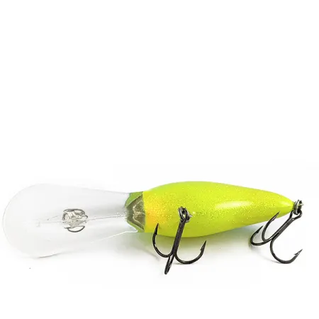 Vintage Norman DD22 HD (Heavy Diver) UV, 1oz Yellow/blue/gold glitter fishing lure #16852