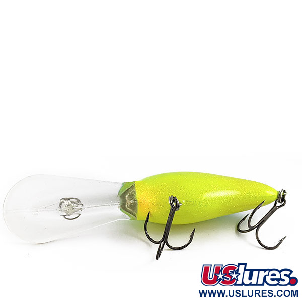 Vintage   Norman DD22 HD (Heavy Diver) UV, 1oz Yellow/blue/gold glitter fishing lure #16852