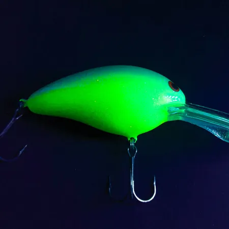 Vintage Norman DD22 HD (Heavy Diver) UV, 1oz Yellow/blue/gold glitter fishing lure #16852