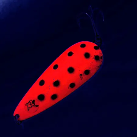 Vintage Nebco /Blue Fox FlashBait 66, 3/4oz Nickel/pink UV  glows fishing spoon #16944