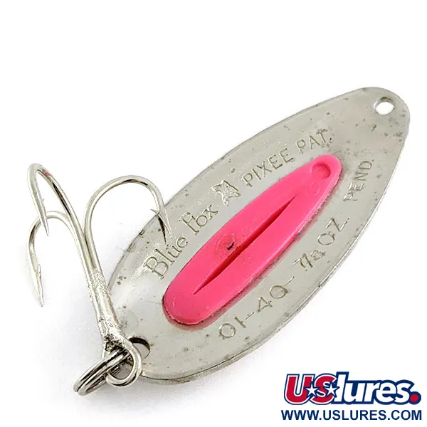 Vintage Blue Fox Pixee, 3/4oz Pink/nickel fishing spoon #16971