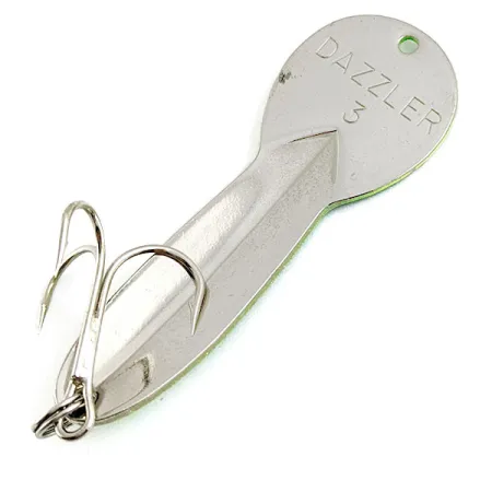 Vintage Acme ​Dazzler #3, 3/5oz Green/yellow/nickel UV  glows fishing spoon #17000