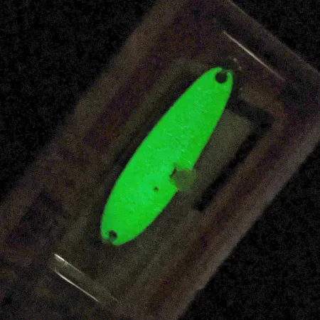 Luhr Jensen Krocodile #3 (1980s) Glow, 1/3oz Yellow/White/Glow - glows in the dark fishing spoon #17001