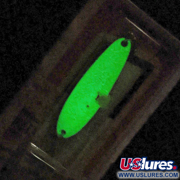  Luhr Jensen Krocodile #3 (1980s) Glow, 1/3oz Yellow/White/Glow - glows in the dark fishing spoon #17001