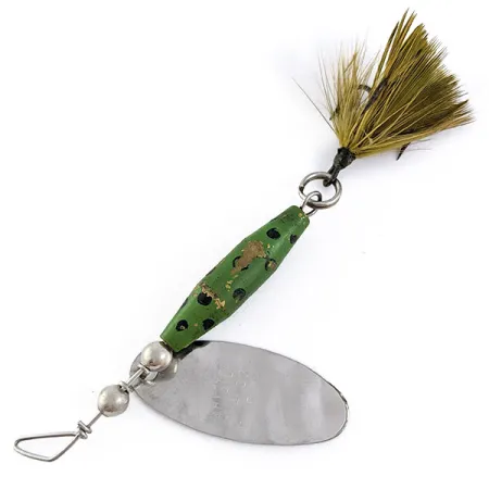 Vintage Glen Evans Shyster , 1/4oz Nickel/Green spinning lure #17009