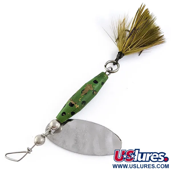 Vintage   Glen Evans Shyster , 1/4oz Nickel/Green spinning lure #17009