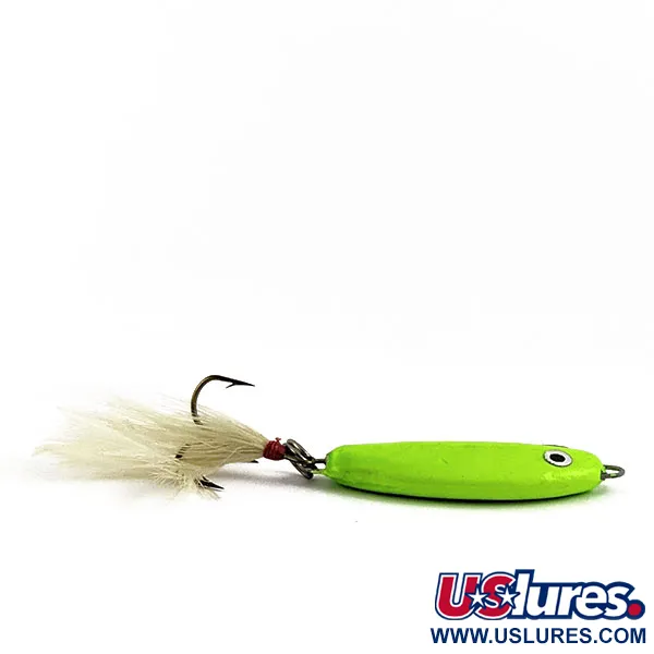 Vintage   Worth, 1oz Chartreuse fishing spoon #17018