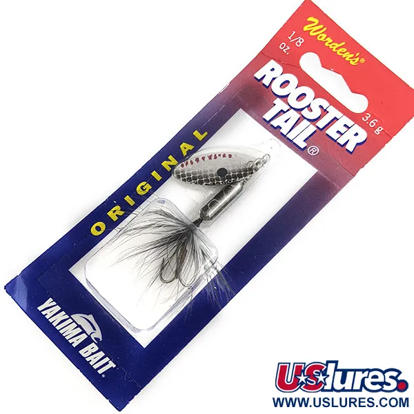 Yakima Bait Worden’s Original Rooster Tail, 1/8oz Silver Black spinning lure #17022
