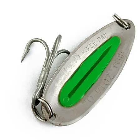 Vintage  Blue Fox Pixee, 1/4oz Nickle/green fishing spoon #17031