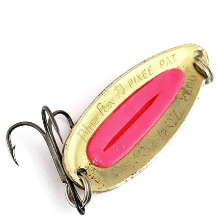 Vintage  Blue Fox Pixee, 1/2oz Gold/pink fishing spoon #17032